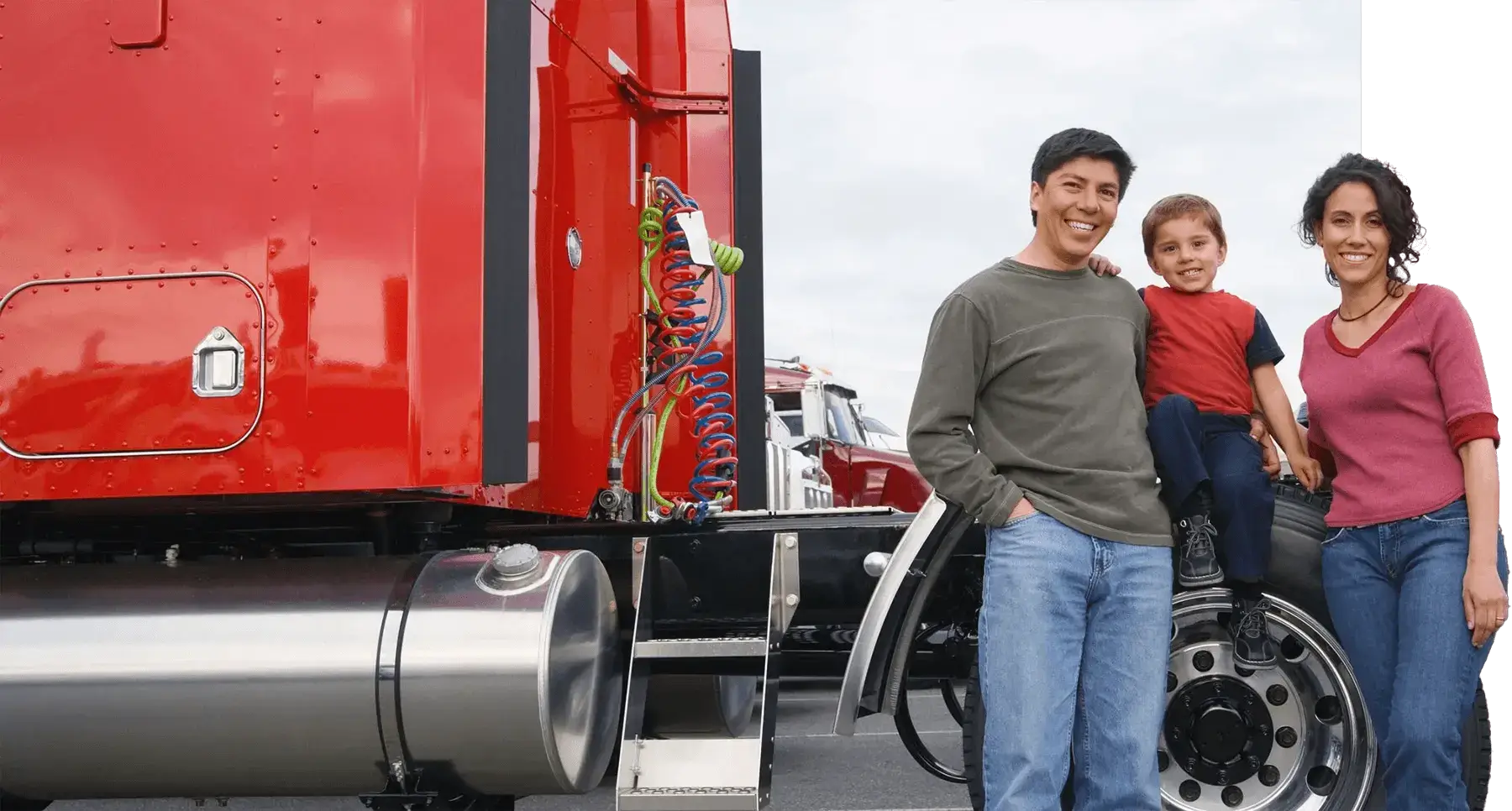 Smiling family poses with MVL Truck Cab